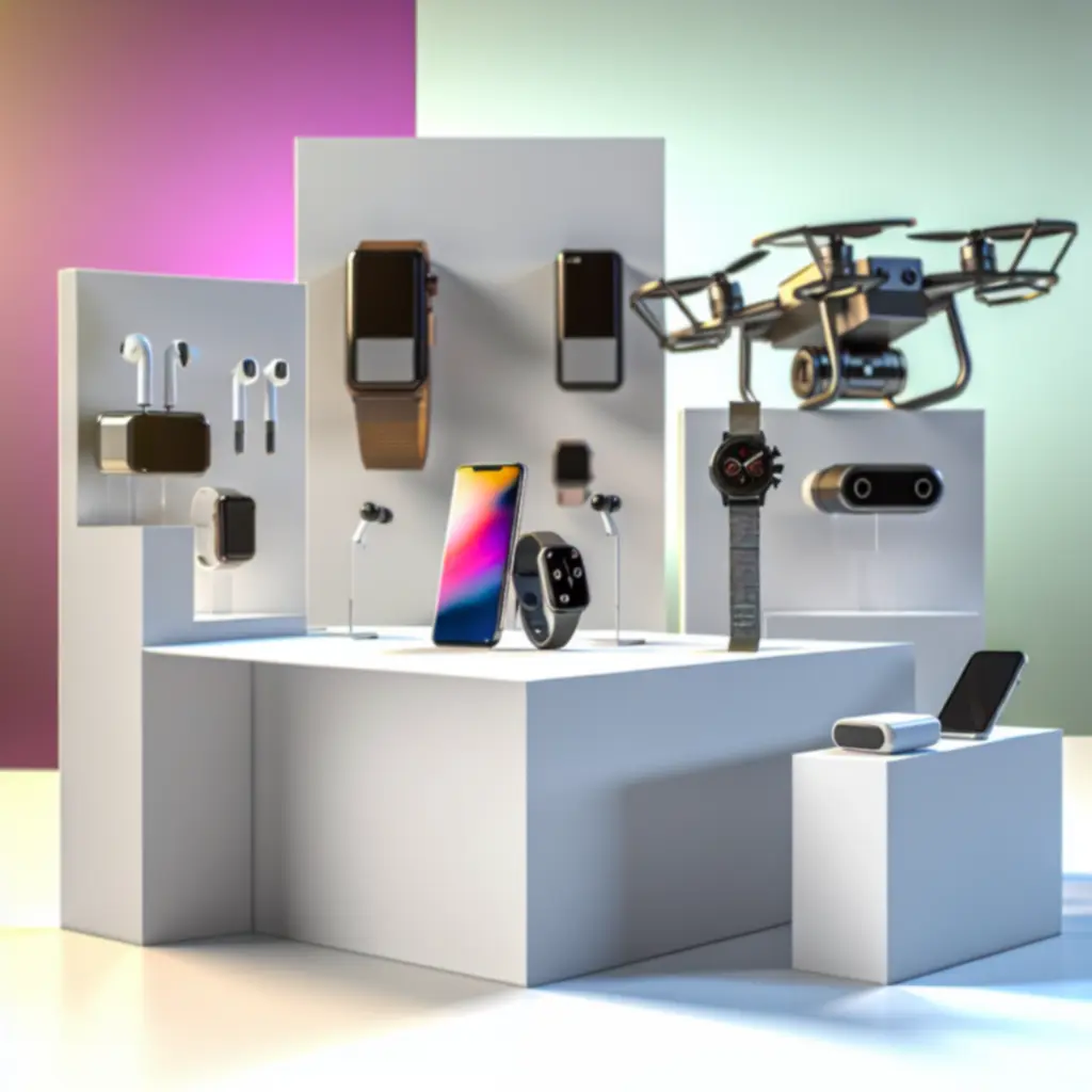 Zestaw wyróżnionych nowoczesnych gadżetów technologicznych