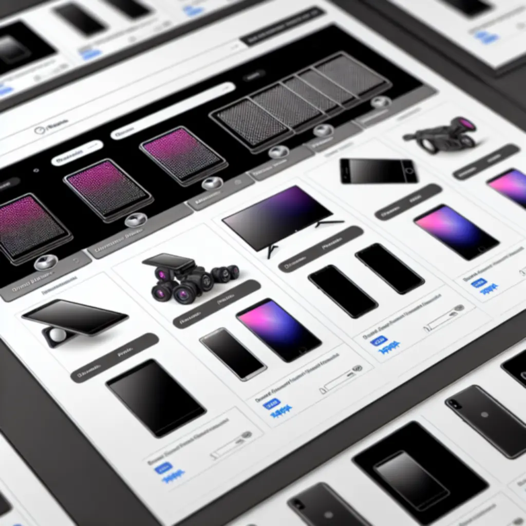 Interfejs listy produktów z panelami filtrów