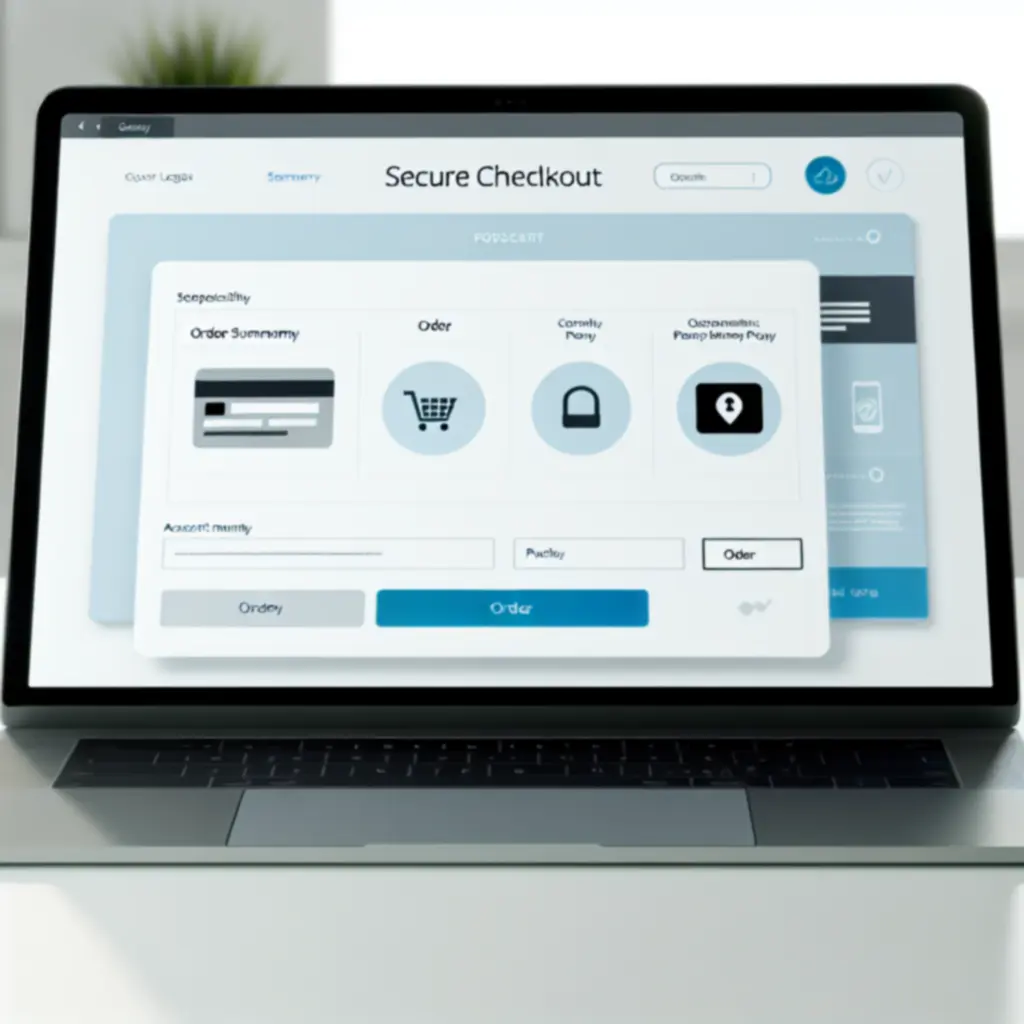 Ekran bezpiecznego, cyfrowego procesu płatności i podsumowania zamówienia